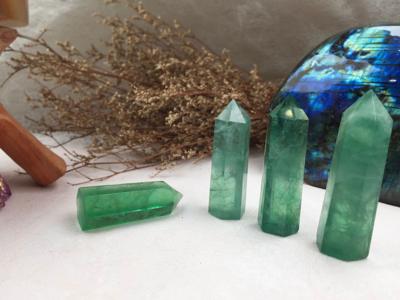 Green Fluorite Tower，Fluorite Point，Crystal Tower/Wand，Healing Crystal，Reiki Chakra Stone，Home Decor，For Giftwa