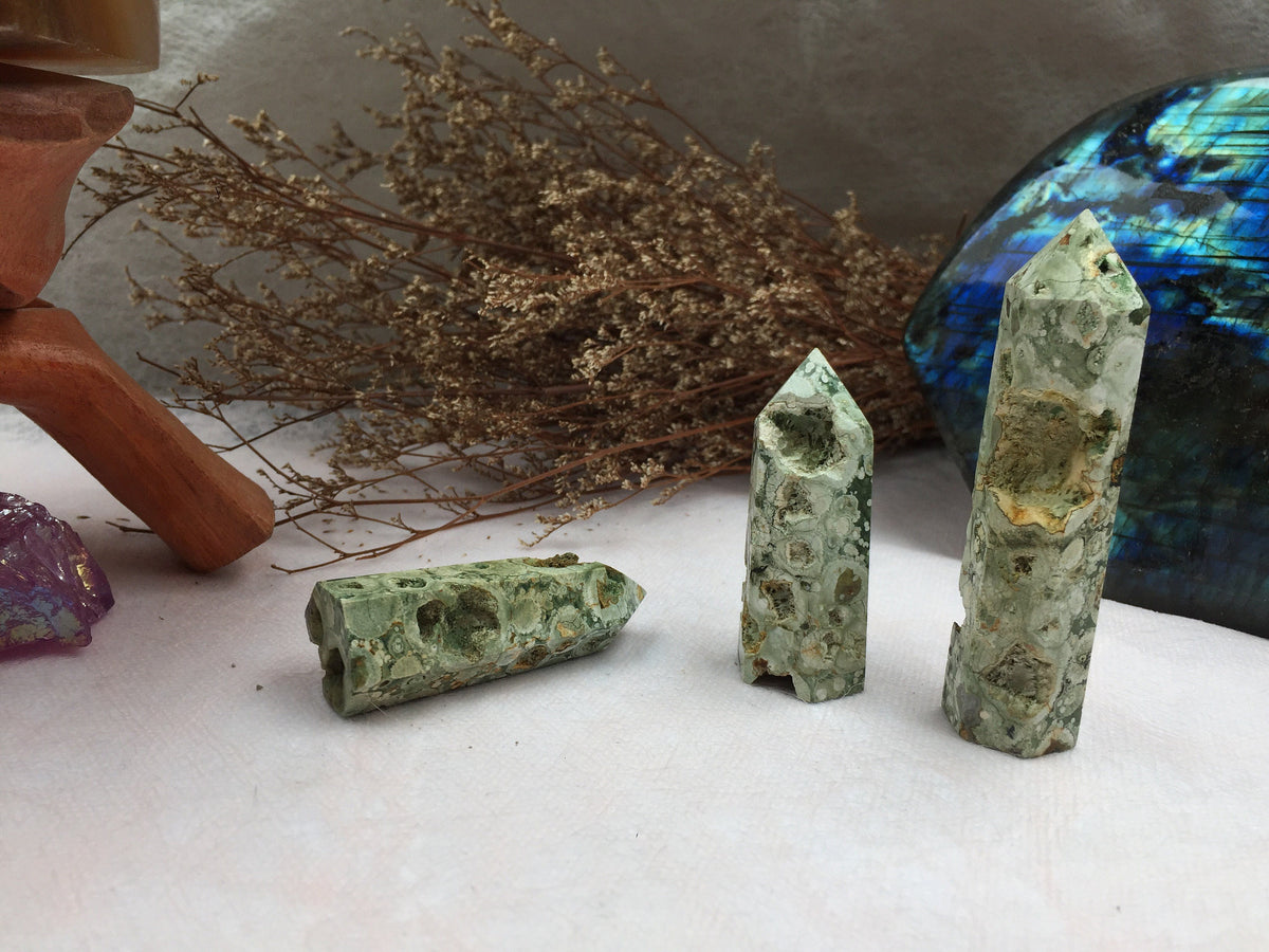 Rainforest Tower,Rainforest Point，Crystal Tower/Wand，Healing Crystal，Reiki Chakra Stone，Home Decor，For Gift