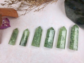 Prehnite Tower，Prehnite Point，Crystal Tower/Wand，Healing Crystal，Reiki Chakra Stone，Home Decor，For Gift