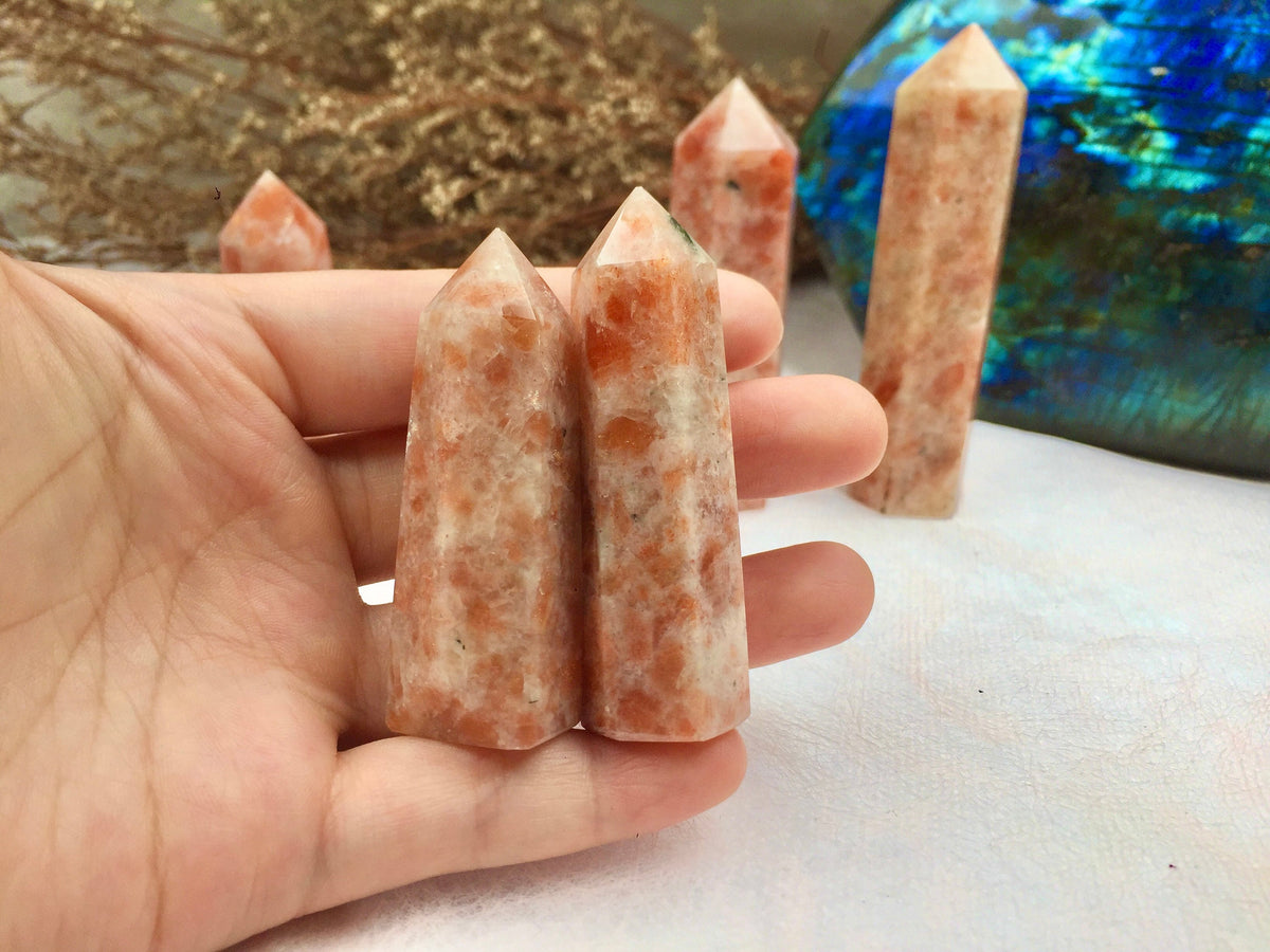 Sunstone Tower, Crystal, Healing Crystal Point, Energy Balance Stone, Meditation Tower, Natural Sunstone, Spiritual Decor, Reiki Charged