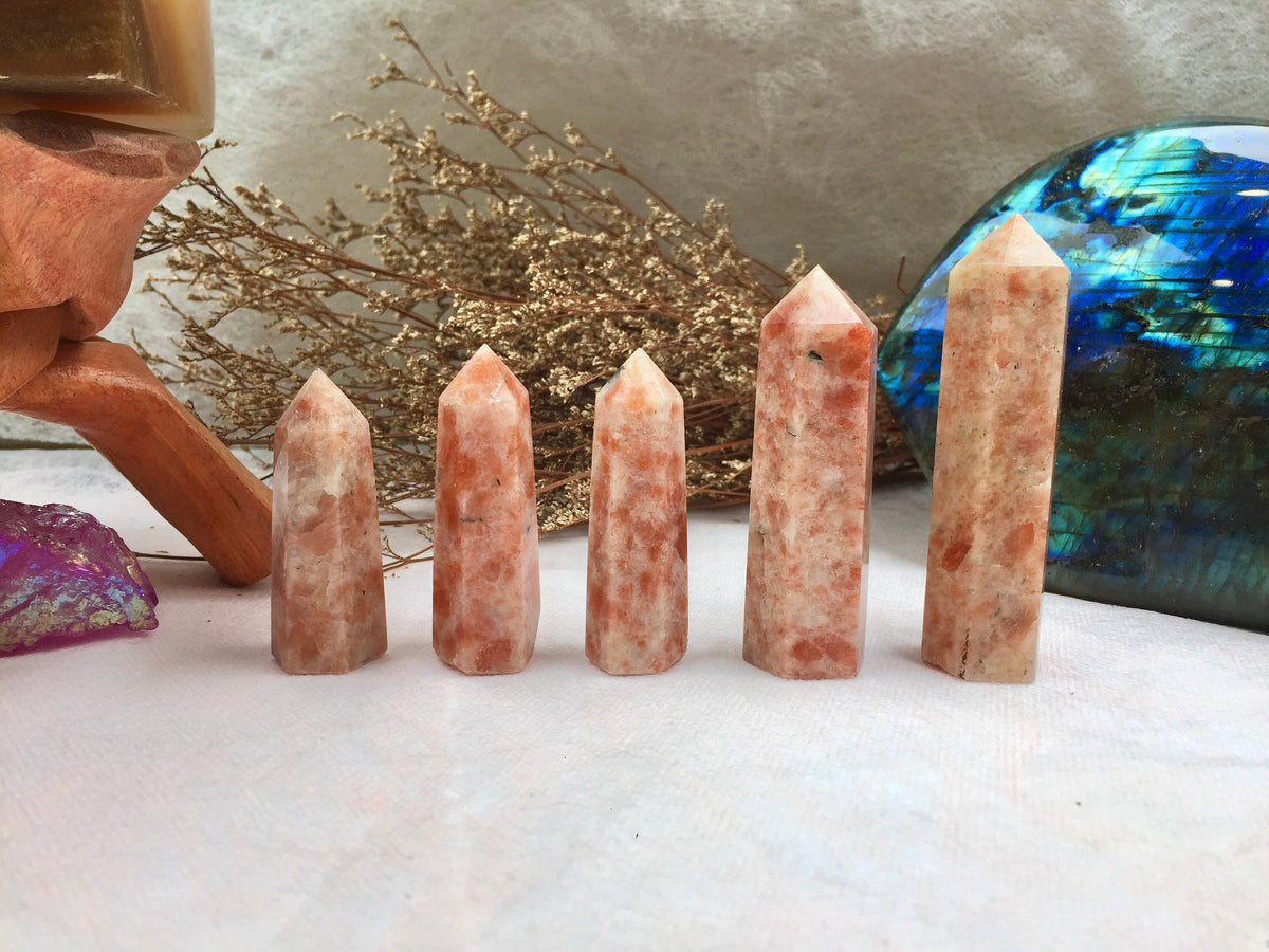 Sunstone Tower, Crystal, Healing Crystal Point, Energy Balance Stone, Meditation Tower, Natural Sunstone, Spiritual Decor, Reiki Charged