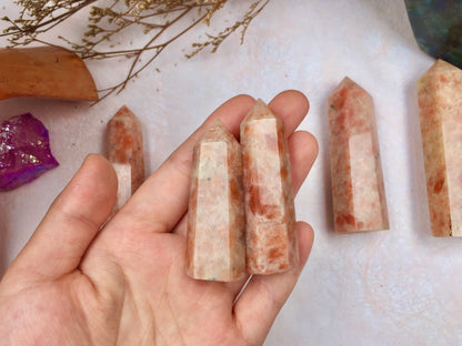 Sunstone Tower, Crystal, Healing Crystal Point, Energy Balance Stone, Meditation Tower, Natural Sunstone, Spiritual Decor, Reiki Charged