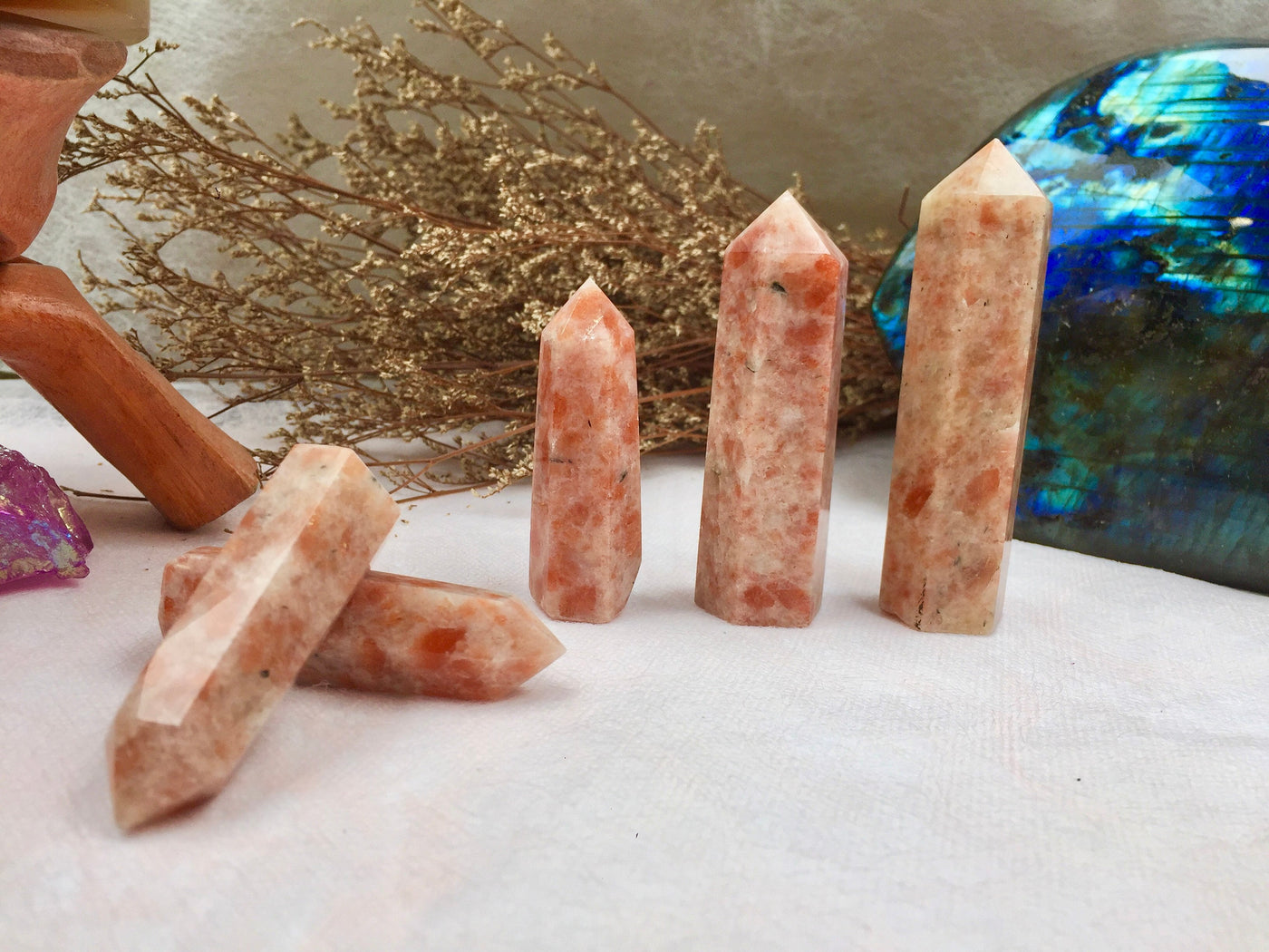 Sunstone Tower, Crystal, Healing Crystal Point, Energy Balance Stone, Meditation Tower, Natural Sunstone, Spiritual Decor, Reiki Charged