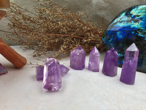 Amethyst Tower-point as a gift for yourself and friends, it comes in two sizes to choose from