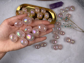 Aura Rose Quartz Tumble Stone 20-30mm 100g，Healing Crystal，Home Decor，For Gift