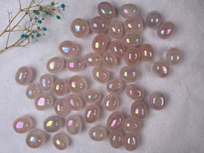 Aura Rose Quartz Tumble Stone 20-30mm 100g，Healing Crystal，Home Decor，For Gift