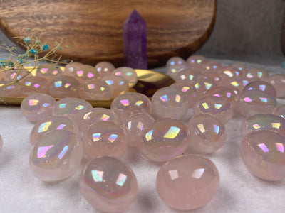 Aura Rose Quartz Tumble Stone 20-30mm 100g，Healing Crystal，Home Decor，For Gift