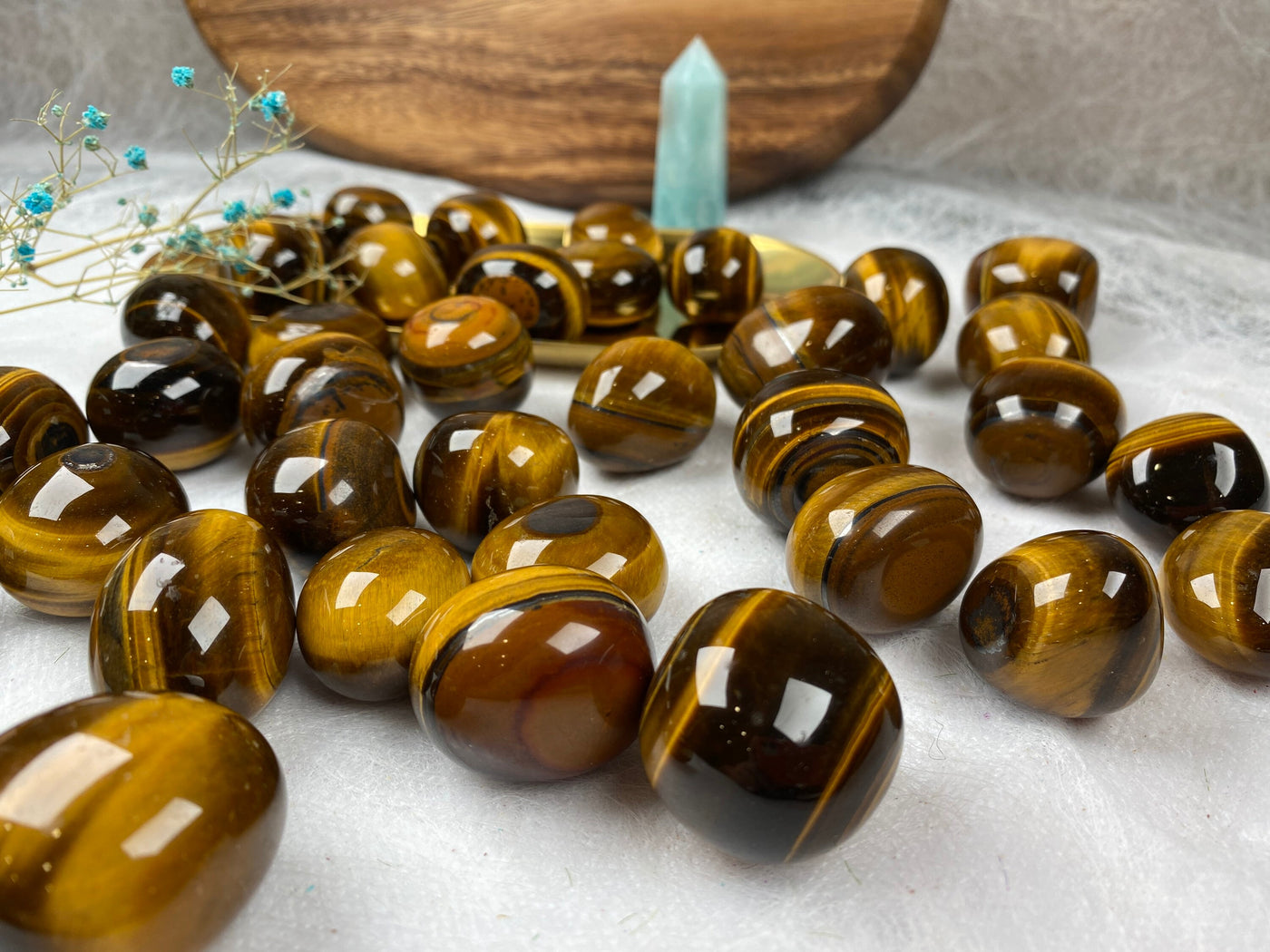 Tiger eye Tumble Stone 20-30mm 100g，Healing Crystal，Home Decor，For Gift
