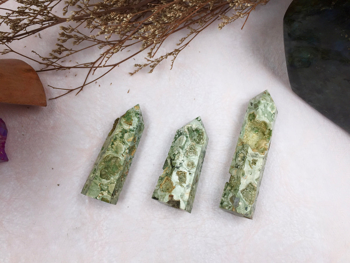 Rainforest Tower,Rainforest Point，Crystal Tower/Wand，Healing Crystal，Reiki Chakra Stone，Home Decor，For Gift