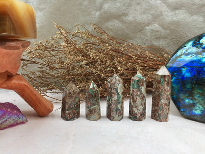 Green Flower Agate Tower,Green Flower Agate Point,Crystal Tower/Wand,Healing Crystal,Reiki Chakra Stone,Home Decor,For Gift