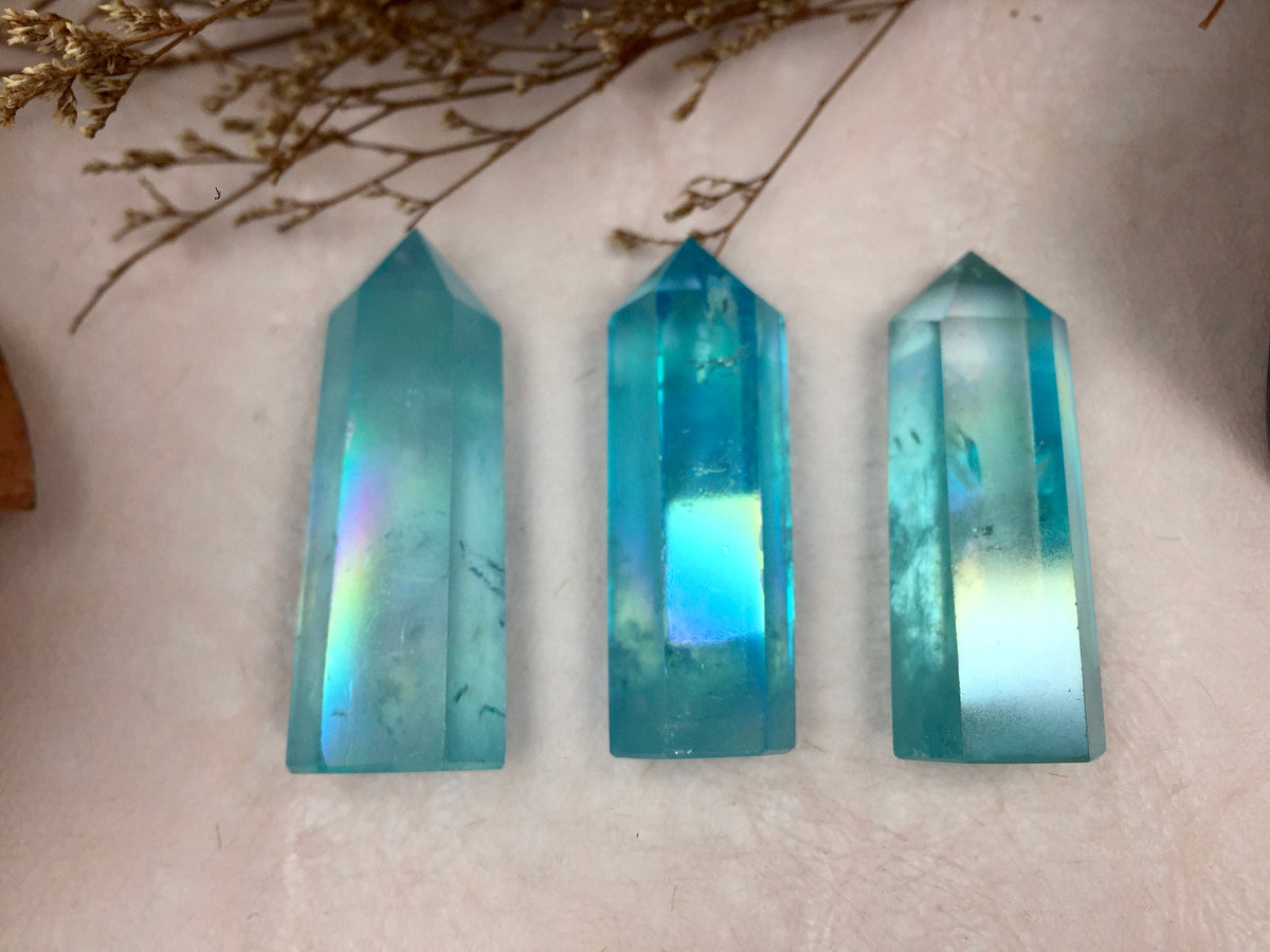 Blue Aura Crystal Quartz Tower Points New Home Party Wedding Gifts for Self and Friends