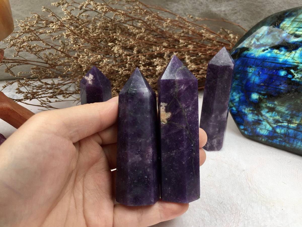 Exquisite Lepidolite Tower - A Symbol of Serenity & Balance for Home and Office, Enhances Personal Well-Being