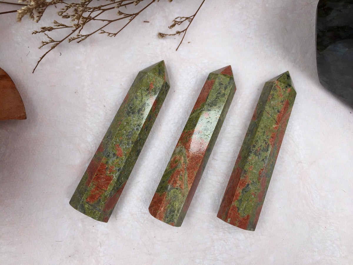 Unakite tower-point crystal tower gifts for friends new home gifts