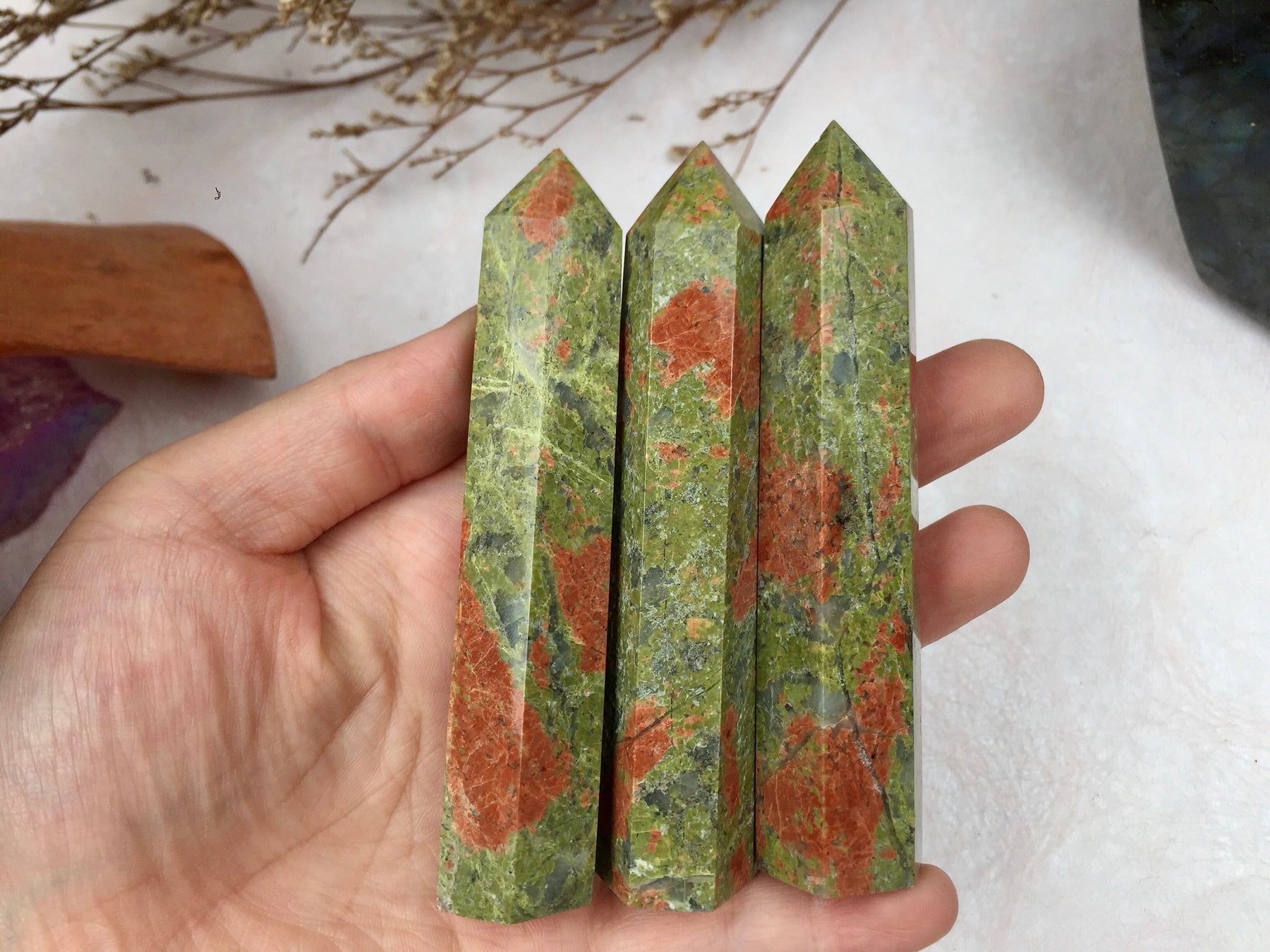 Unakite tower-point crystal tower gifts for friends new home gifts