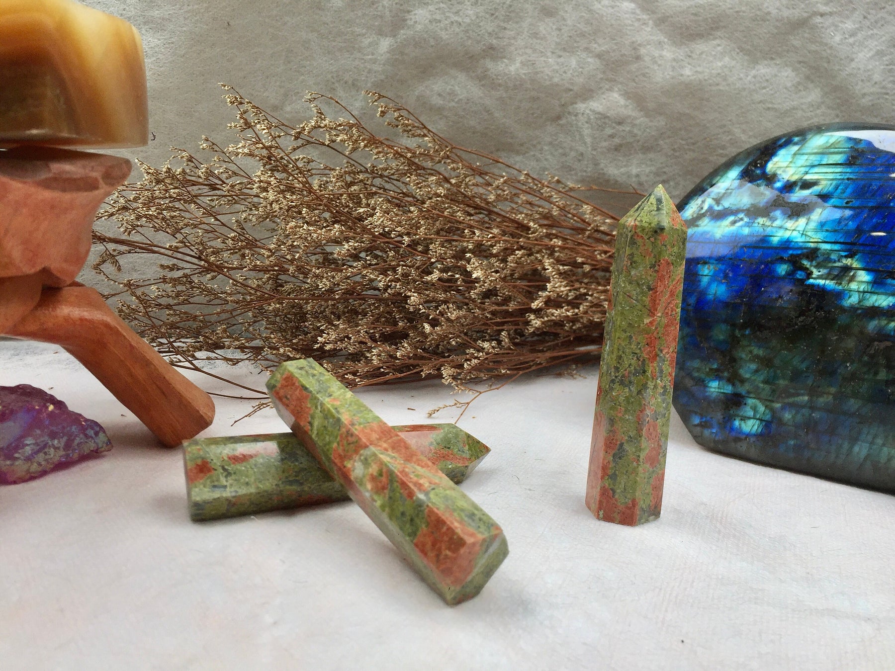 Unakite tower-point crystal tower gifts for friends new home gifts