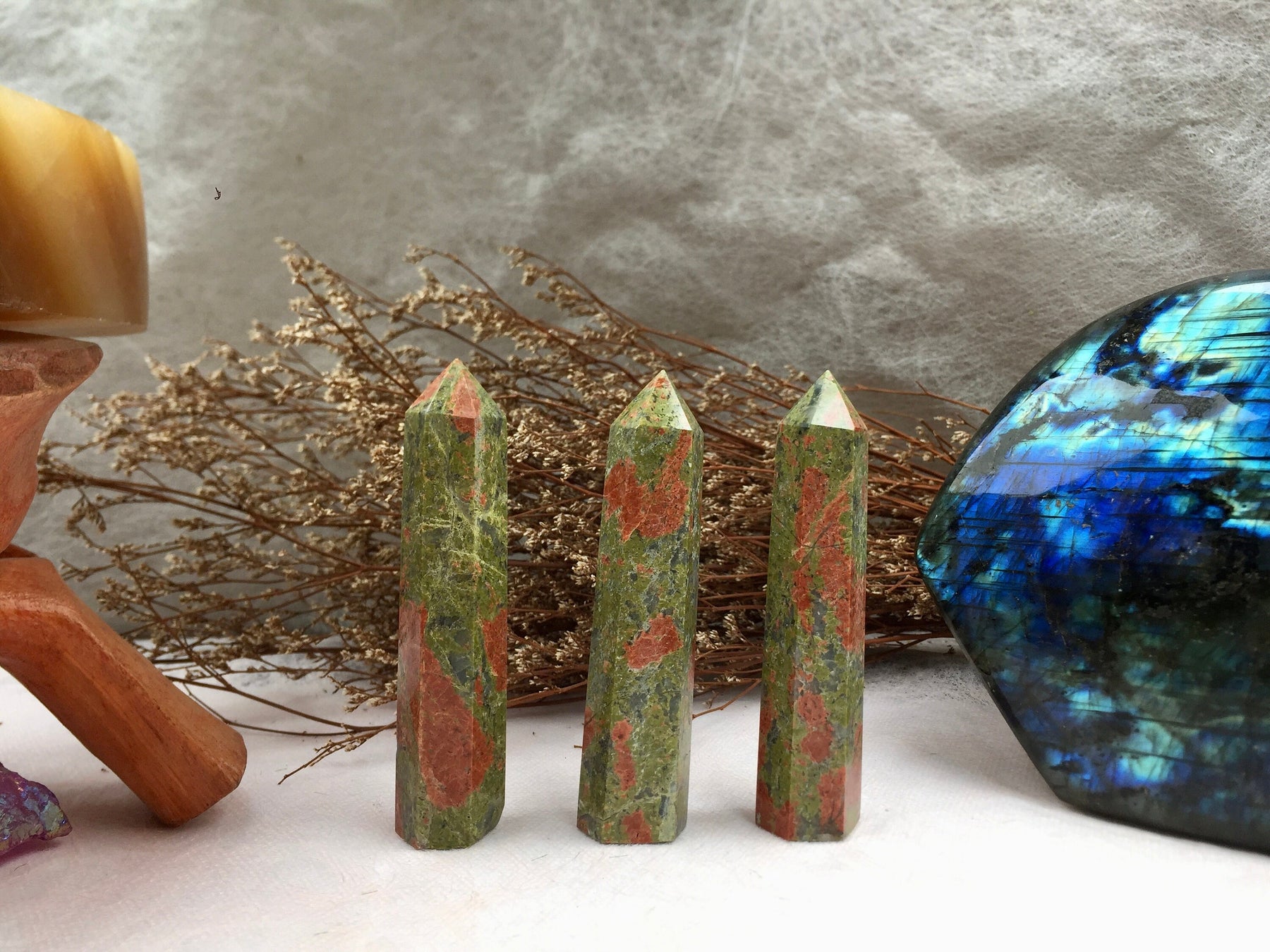 Unakite tower-point crystal tower gifts for friends new home gifts