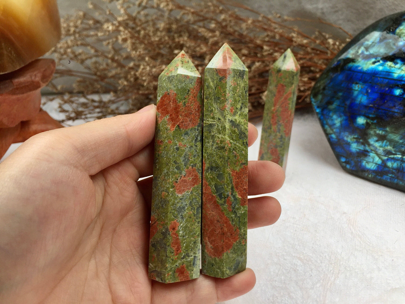 Unakite tower-point crystal tower gifts for friends new home gifts