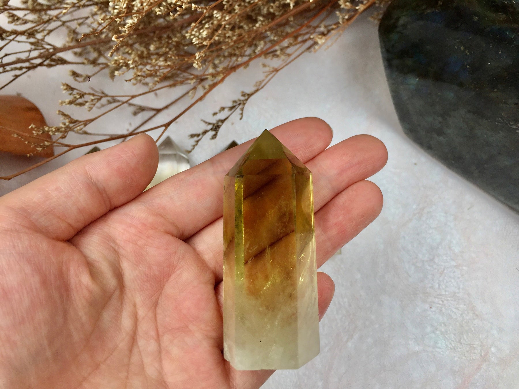 Citrine Tower, Citrine Point,Crystal Tower/Wand,Healing Crystal,Reiki Chakra Stone,Home Decor,For Gift