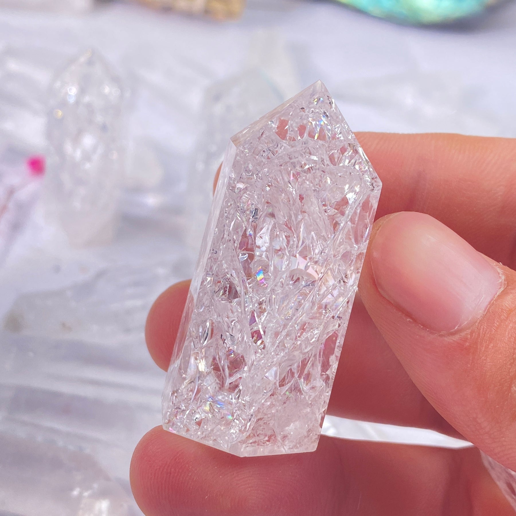 Fire and Ice Crystal Tower crackle quartz