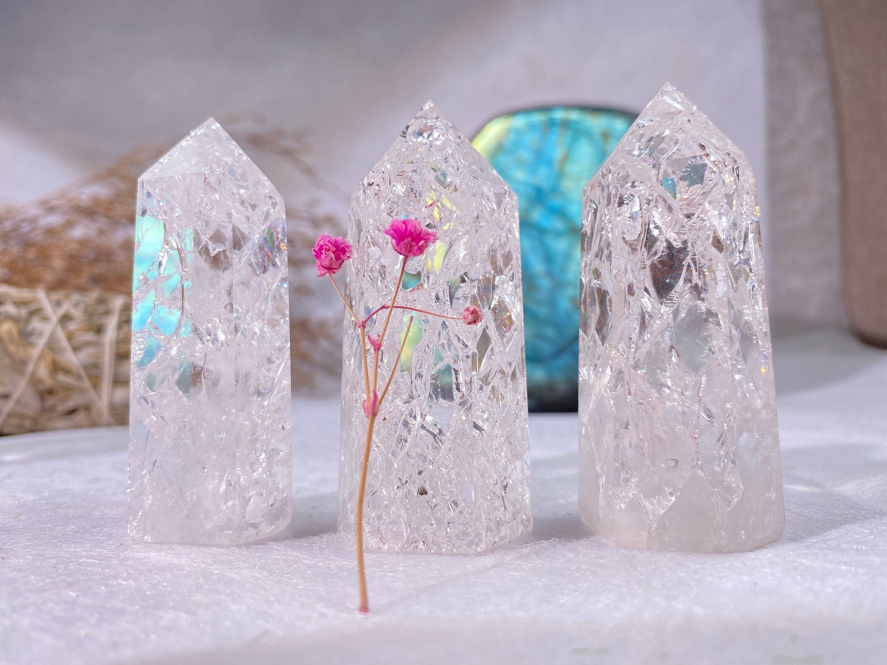 Fire and Ice Crystal Tower crackle quartz