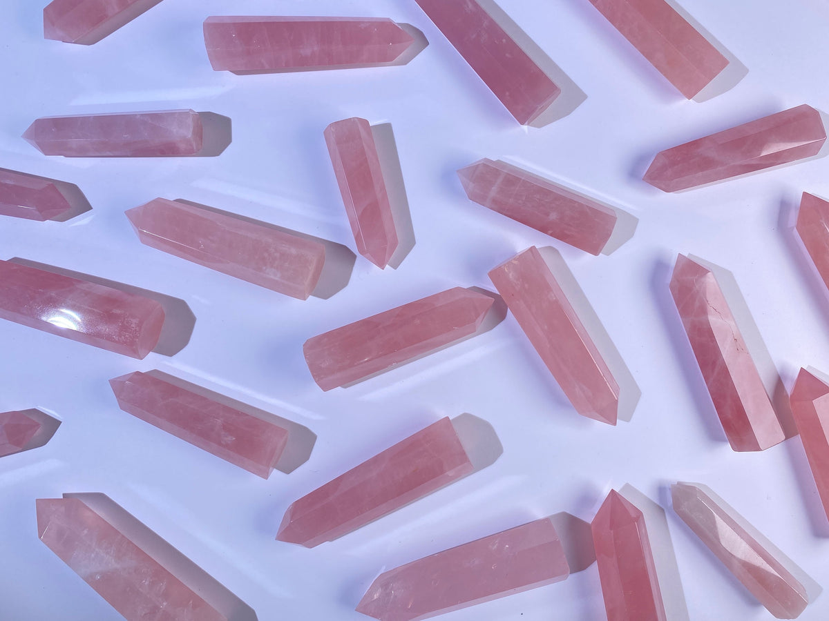 Natural Rose Quartz Tower, Healing Crystal Point, 1.5''-6'' - Promote Love, Emotional Healing & Balance