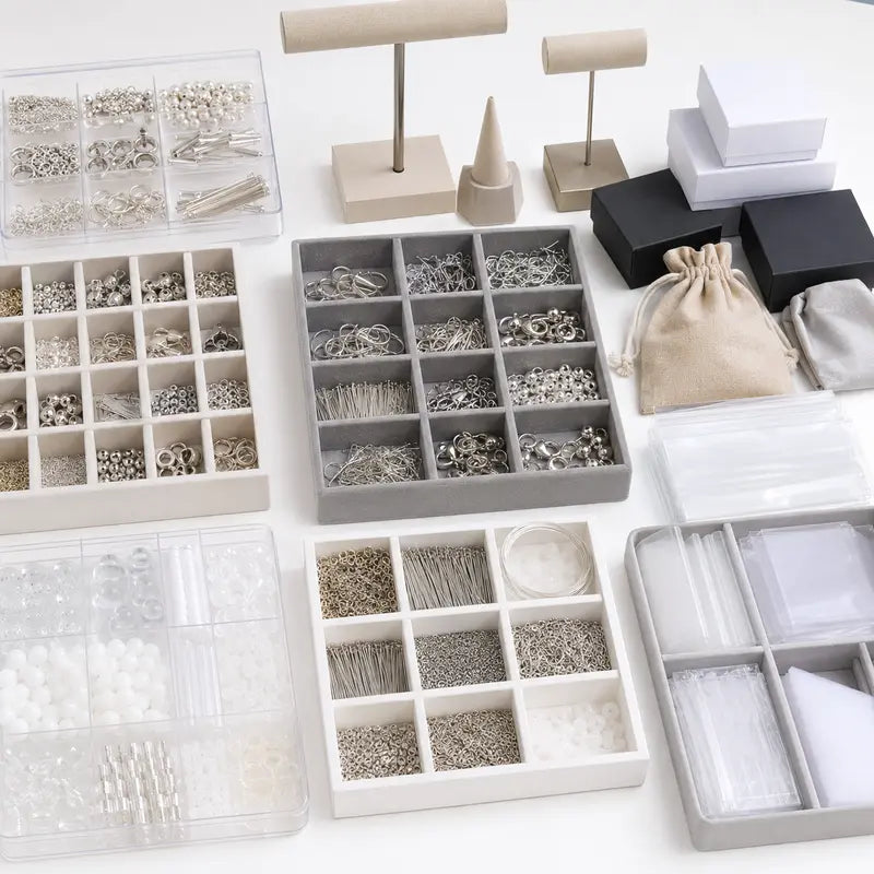 Jewelry accessories and display supplies organized for wholesale